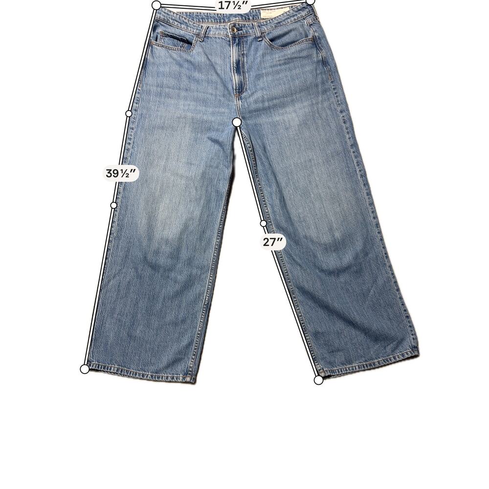 Rag & Bone Lori Mid-Rise Crop Wide Leg Jeans Womens 31 Blue Medium Wash 5-Pocket - Picture 15 of 16